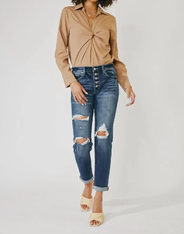 Taygan Perfect Rise Girlfriend Jean In Medium Wash