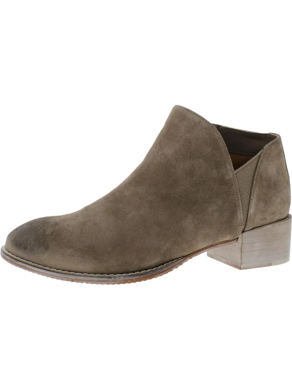 Tegan Womens Suede Stacked Heel Ankle Boots