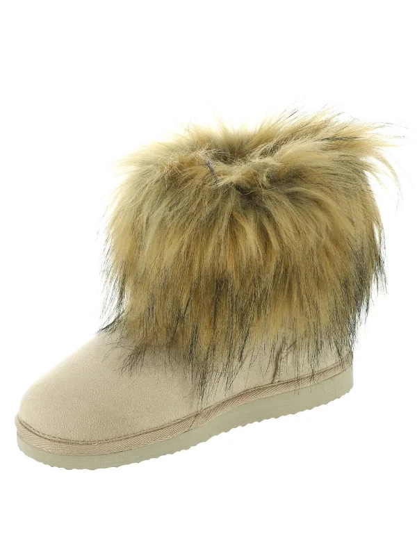 Telluride Womens Faux Fur Slip On Ankle Boots