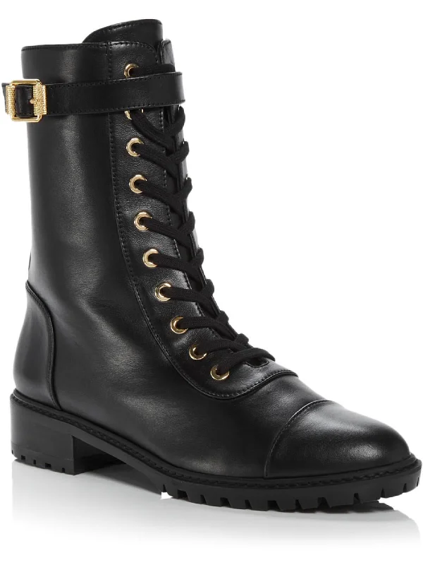 Thalia  Womens Leather Ankle Combat & Lace-up Boots