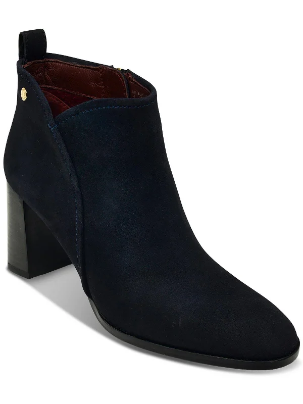 Tulip Womens Faux Suede Almond Toe Booties