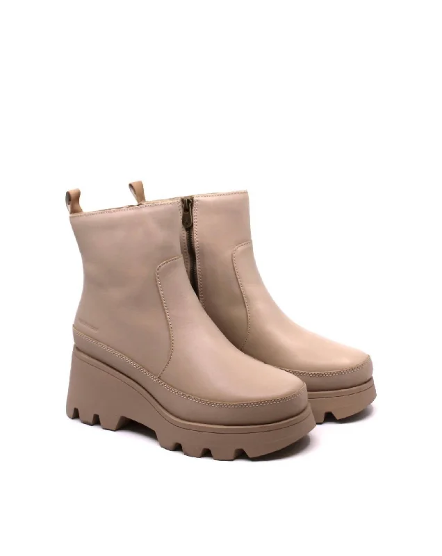 Villa Leather Wedge Boot In Cream