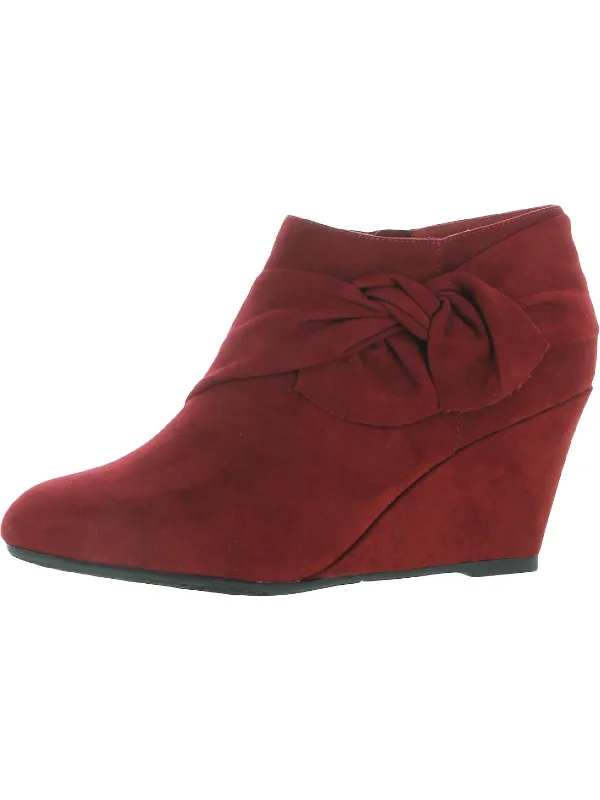 Viveca Womens Faux Suede Wedges Ankle Boots