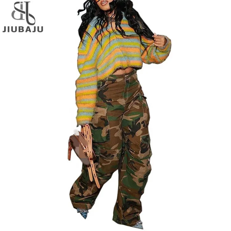 Women Camouflage Cargo Casual Loose Jogging Trousers Fashion Street Pants