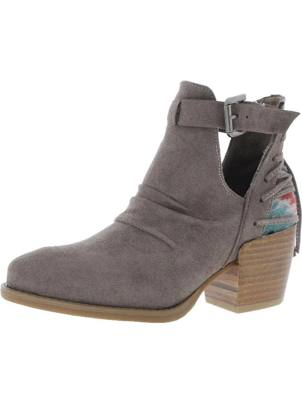 Womens Buckle Ruched Ankle Boots