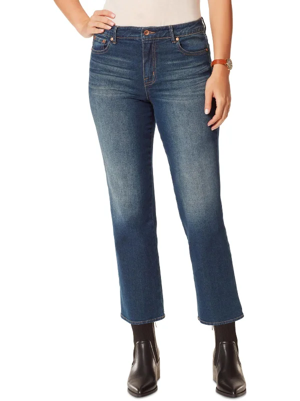 Womens Cropped Straight Leg Ankle Jeans