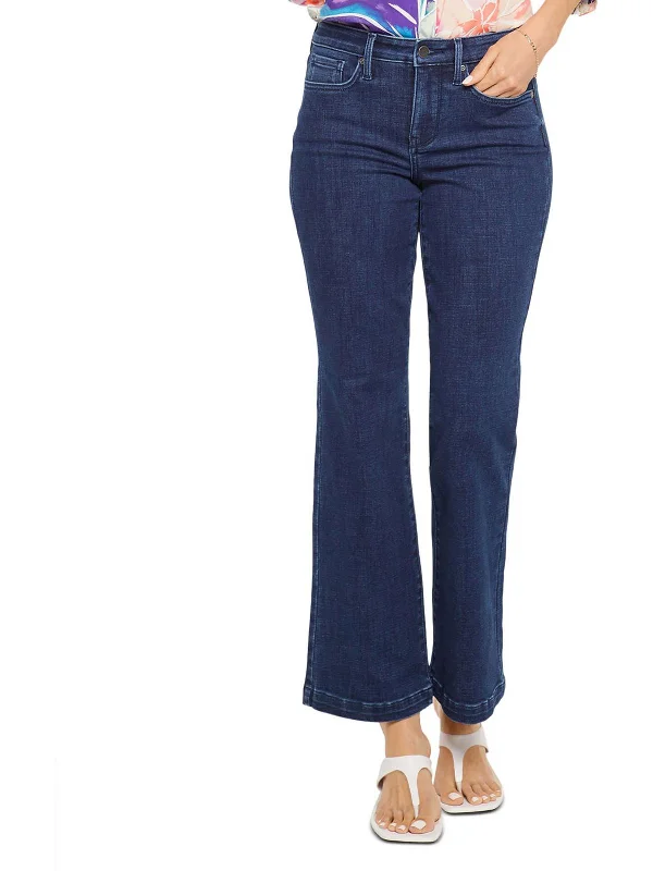 Womens Denim Stretch Mid-Rise Flare Jeans