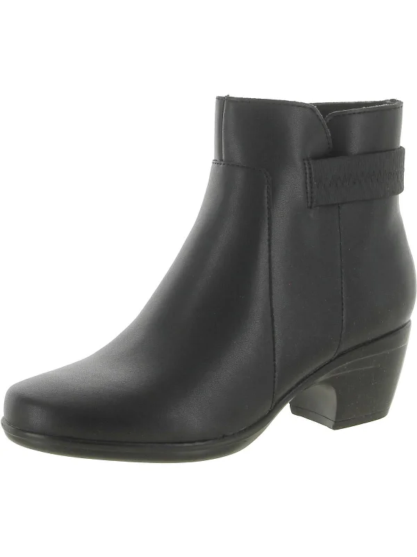 Womens Faux Leather Zip Up Ankle Boots