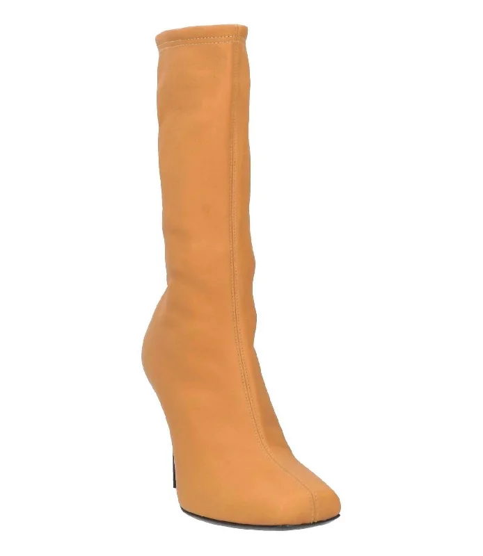 Women's Leather Ankle Boots In Camel