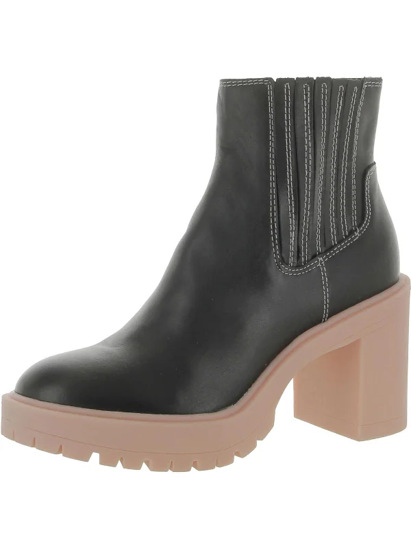 Womens Leather Wedge Ankle Boots