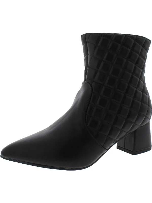 Womens Quilted Pointed Toe Ankle Boots