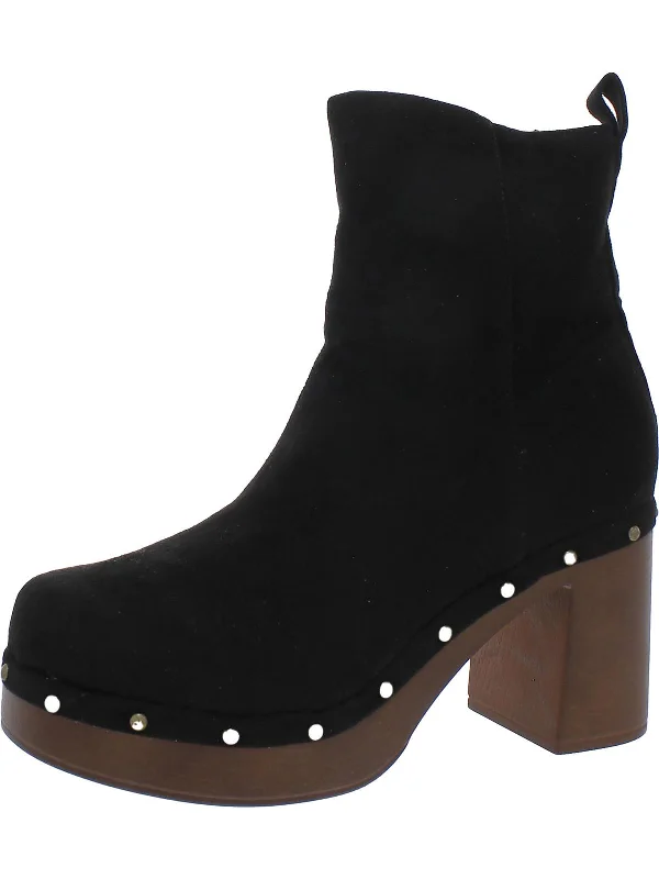 Womens Studded Zip Up Ankle Boots