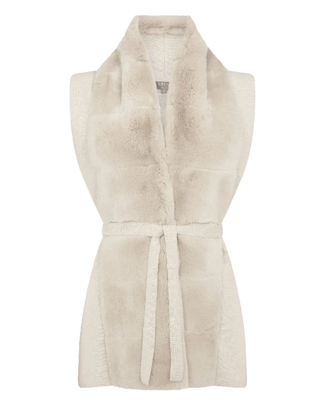 Women's Lola Fur Placket Cashmere Gilet Ecru White