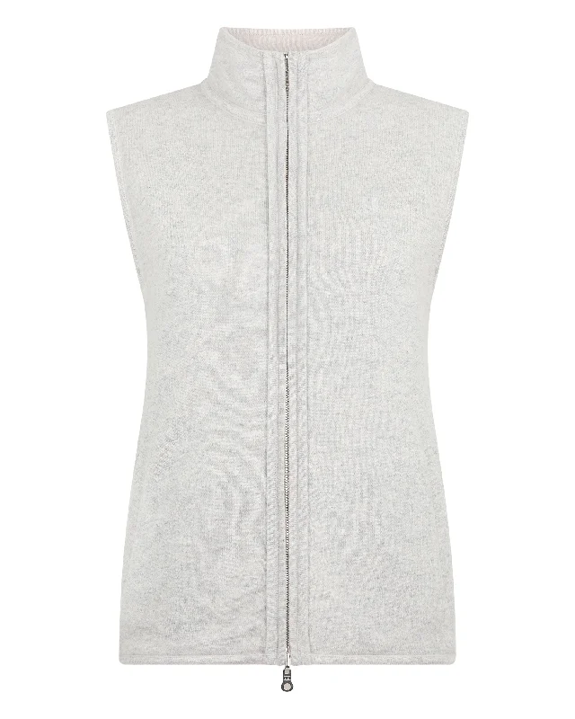 The Jockey Club Women's Diamond Cashmere Gilet Snow Grey