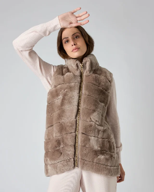 Women's Nova Fur Gilet Taupe Brown