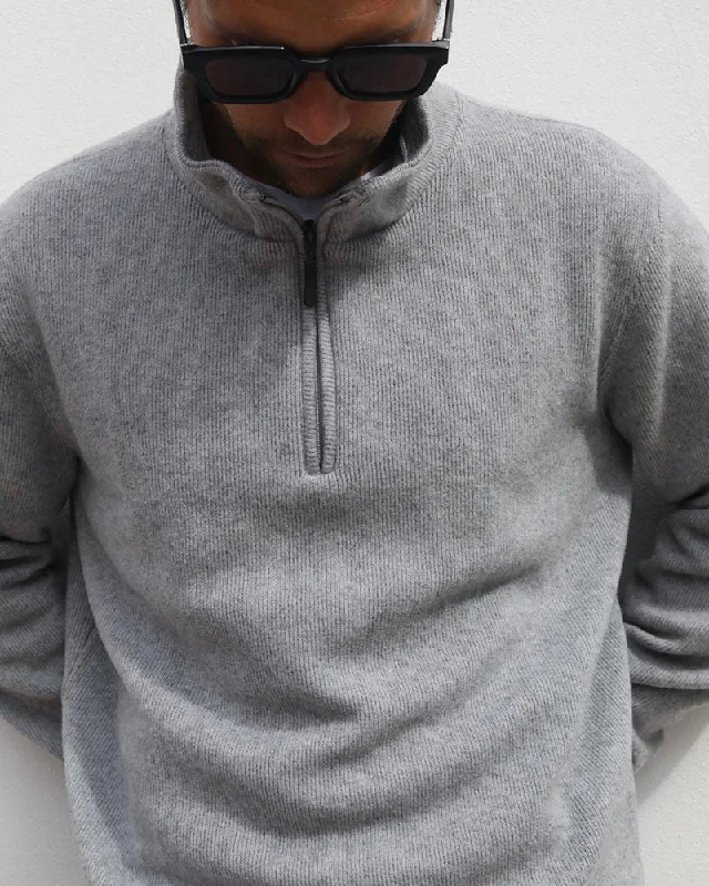 Merino Blend 1/4 zip | Silver Grey