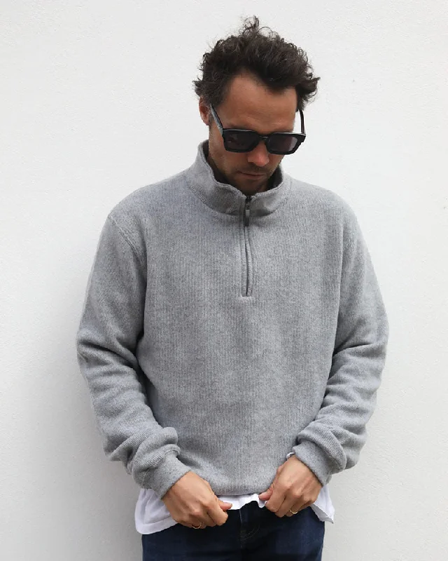 Merino Blend 1/4 zip | Silver Grey