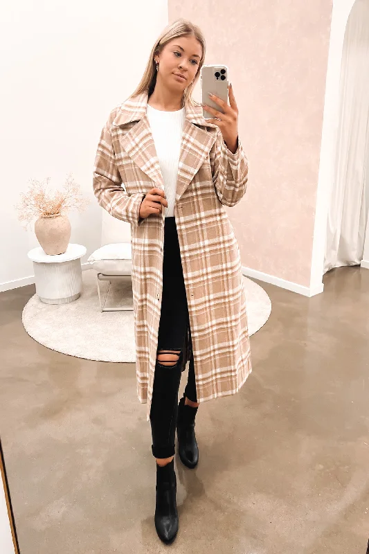 Aiden Coat Tan Check