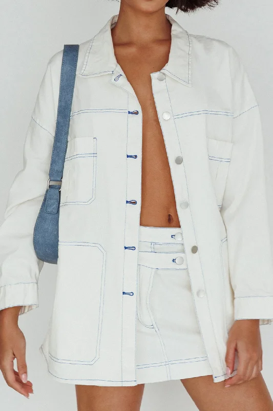 Back Row Oversized Pocket Jacket White