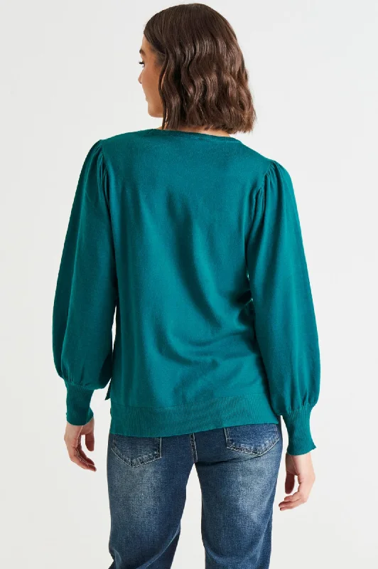 Charlotte Knit Jumper - Classic Teal $50