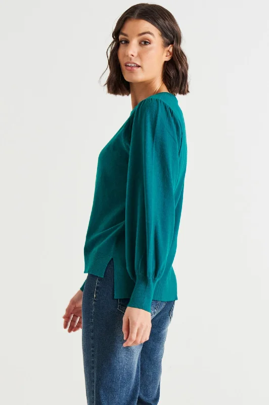 Charlotte Knit Jumper - Classic Teal $50