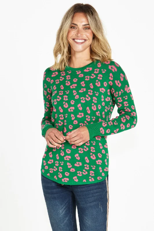 Sophie Knit - Cheetah Green $50