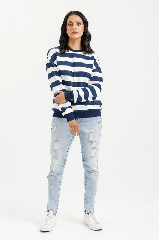 Camilla Crew - Indigo Blue Stripe with Mini X