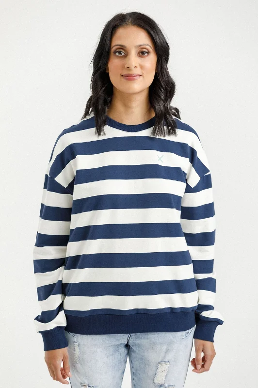 Camilla Crew - Indigo Blue Stripe with Mini X