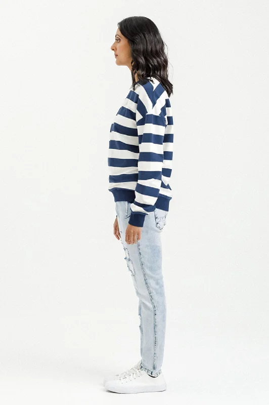 Camilla Crew - Indigo Blue Stripe with Mini X