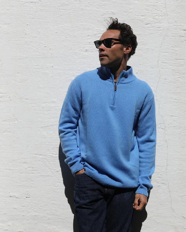 Cashmere-Merino 1/4 zip | Chambray Blue