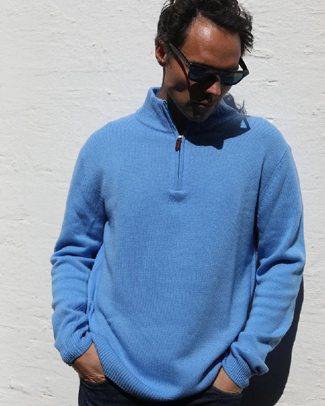 Cashmere-Merino 1/4 zip | Chambray Blue