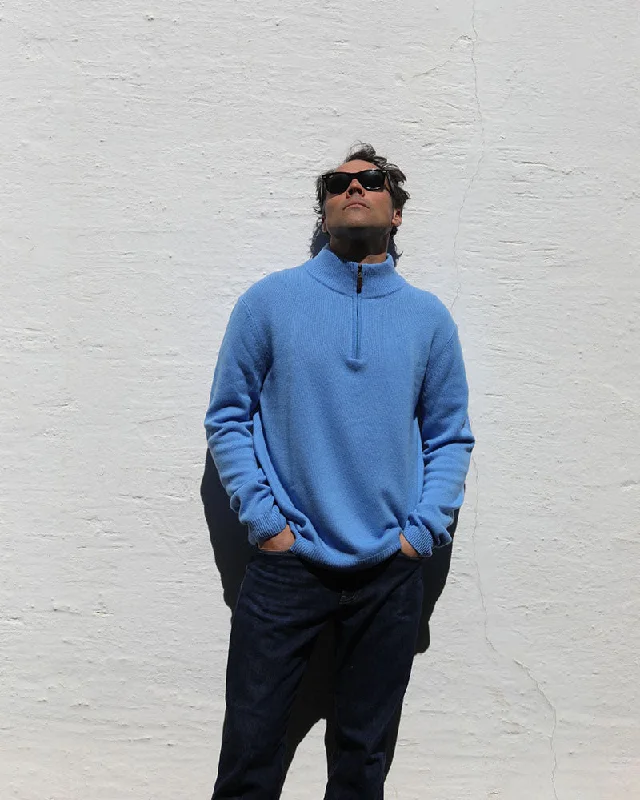 Cashmere-Merino 1/4 zip | Chambray Blue