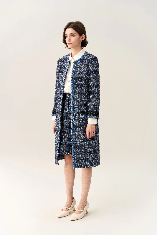 Checker Tweed Maxi Coat