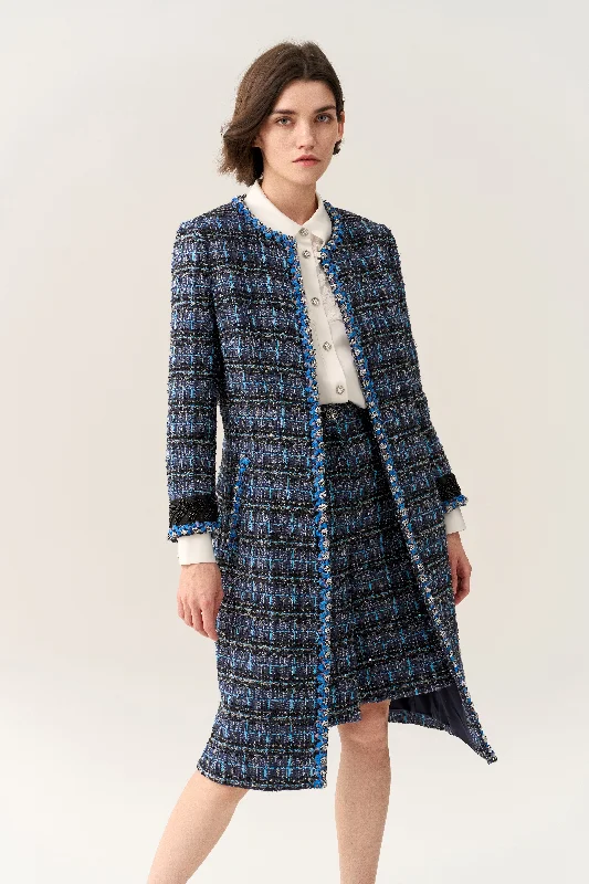 Checker Tweed Maxi Coat