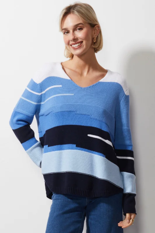 Chunky Cotton Vee Neck Jumper - White