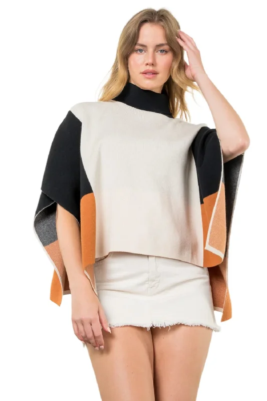 Color block Poncho