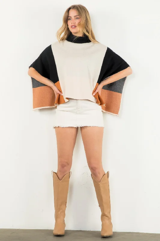 Color block Poncho