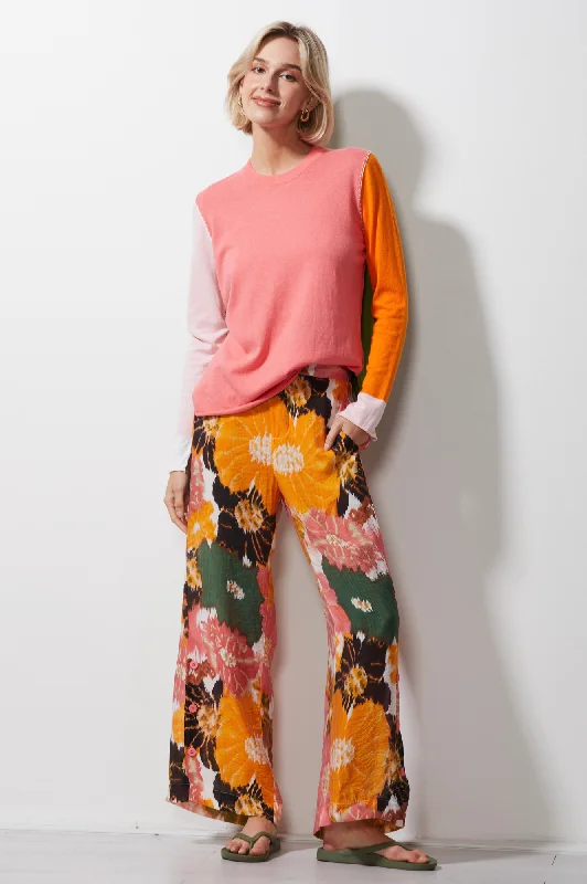 Colour Block Jumper - Flamingo