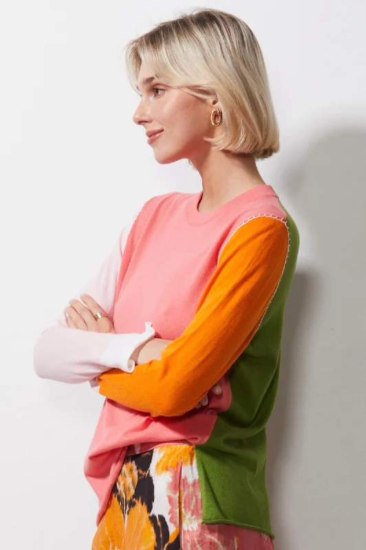 Colour Block Jumper - Flamingo