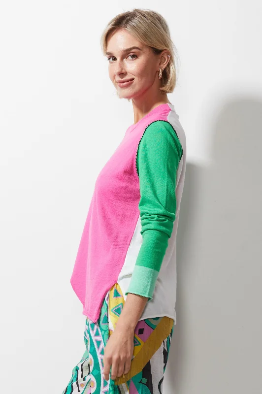 Colour Block Jumper - Pink