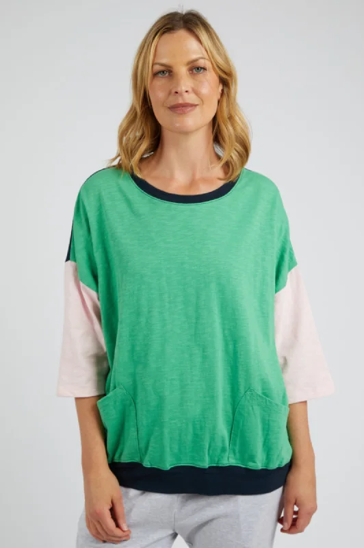 Colour Block Mazie Sweatshirt - Green Briar/Pinkaboo/Navy