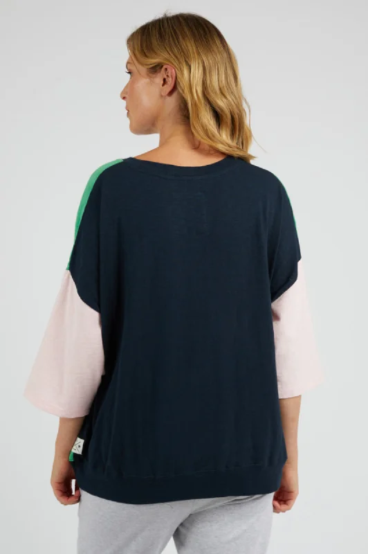 Colour Block Mazie Sweatshirt - Green Briar/Pinkaboo/Navy