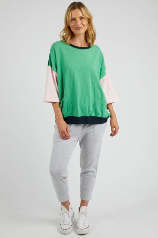 Colour Block Mazie Sweatshirt - Green Briar/Pinkaboo/Navy