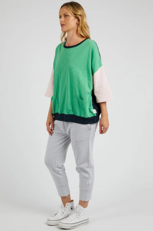 Colour Block Mazie Sweatshirt - Green Briar/Pinkaboo/Navy