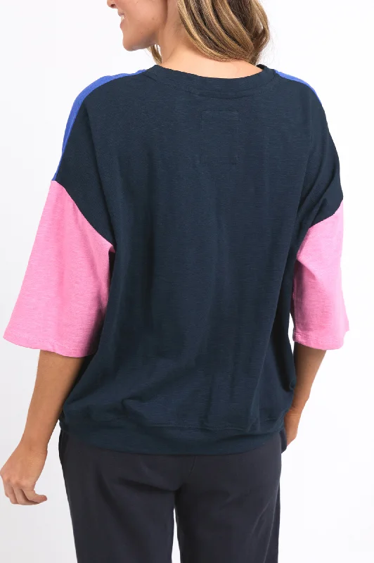 Colour Block Mazie Sweatshirt - Royal Blue/Pink