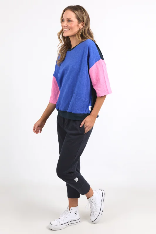 Colour Block Mazie Sweatshirt - Royal Blue/Pink