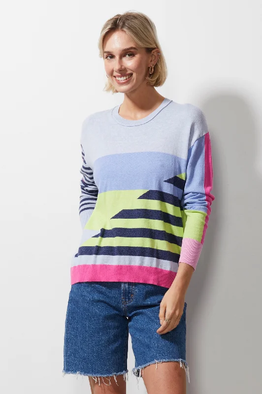 Diagonal Stripe Jumper - Sky