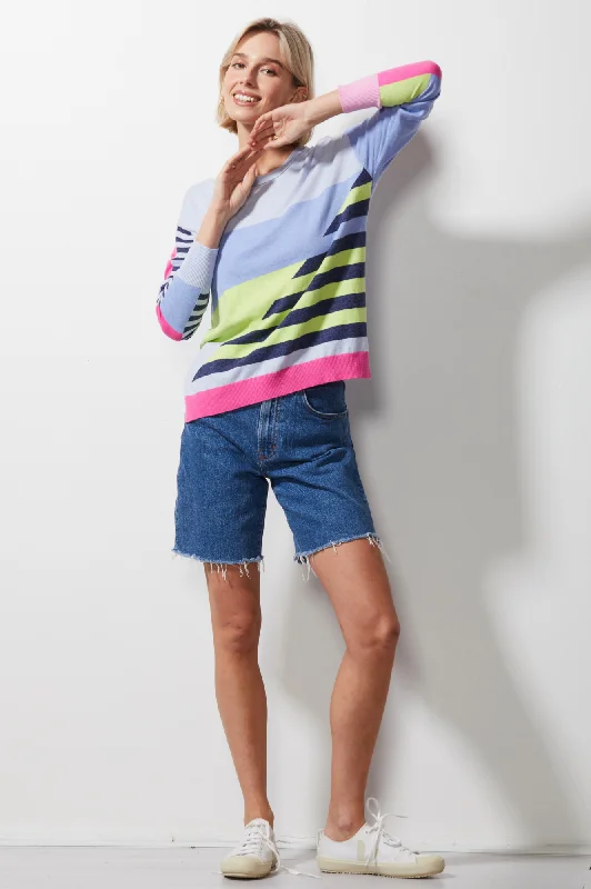 Diagonal Stripe Jumper - Sky