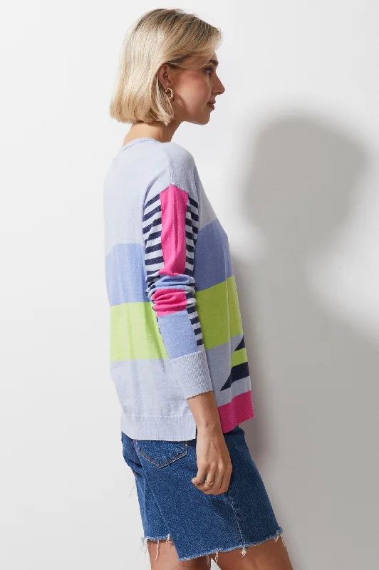 Diagonal Stripe Jumper - Sky