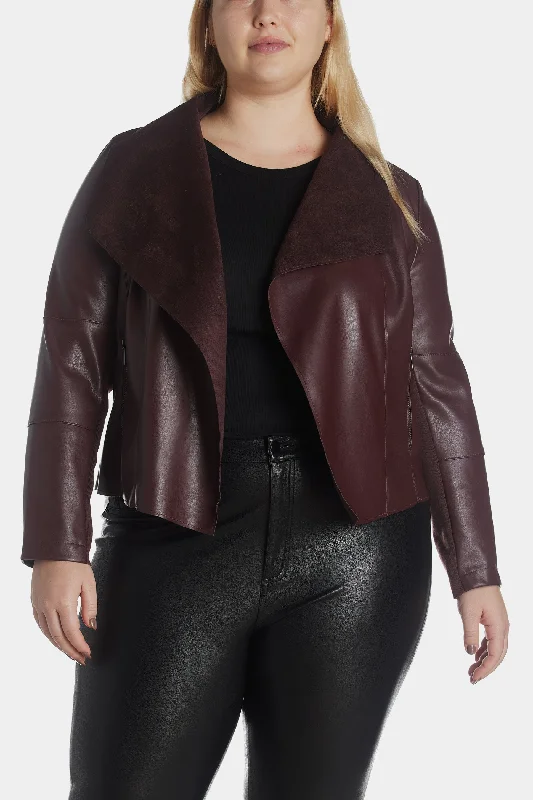 Faux Leather Drape Jacket